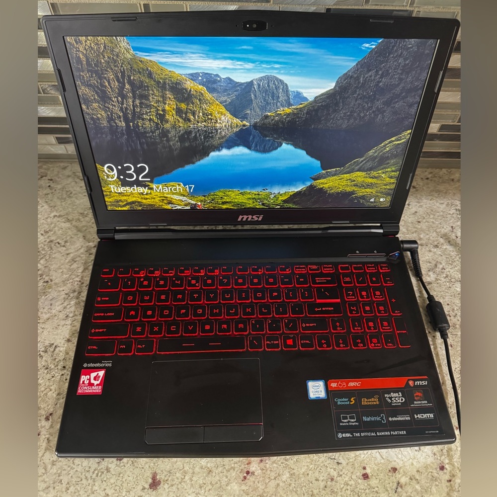 MSI Black Gaming Laptop with Red Backlit Keyboard - Picture 8 of 13